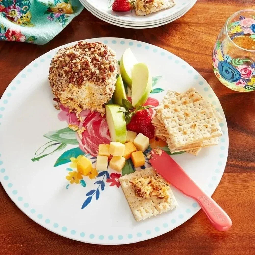 The Pioneer Woman 13” Presentation Hostess Cheese Board with Knife - Pink Floral